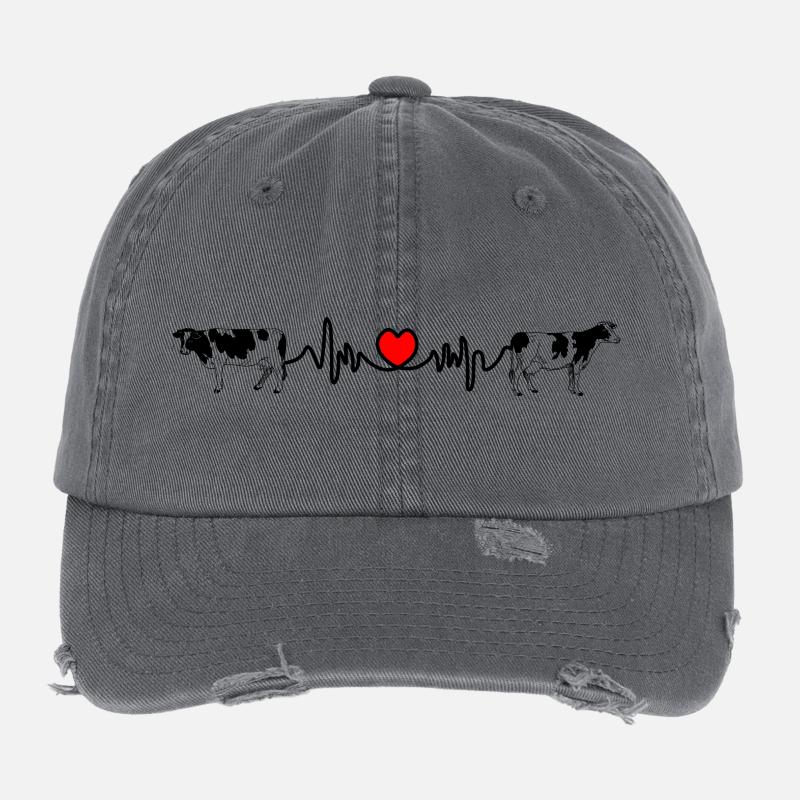 Cardio-Herzfrequenz-Kühe Flexfit Vintage Destroyed Cap