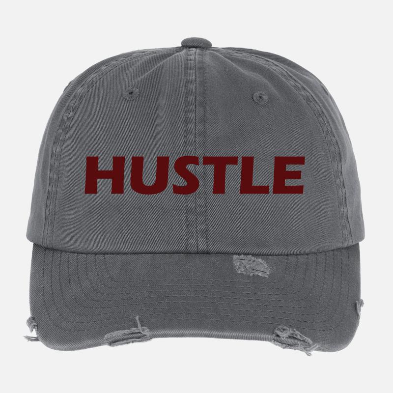 Conception typographique audacieuse Hustle Casquette vintage effet usé Flexfit