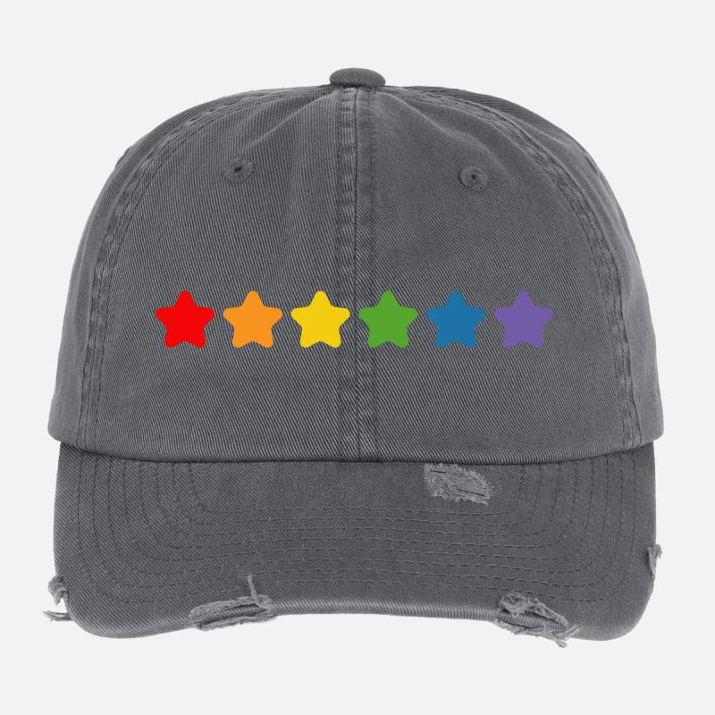 Regenbogen Sternchen LGBT lgbtqi queer Flexfit Vintage Destroyed Cap