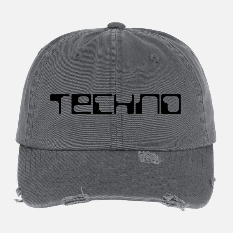 Techno-Bold-Logo-Design Flexfit Vintage Destroyed Cap