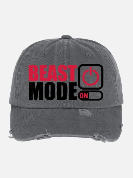 Beast Mode On Power An - Flexfit Vintage Destroyed Cap - dark grey - Front
