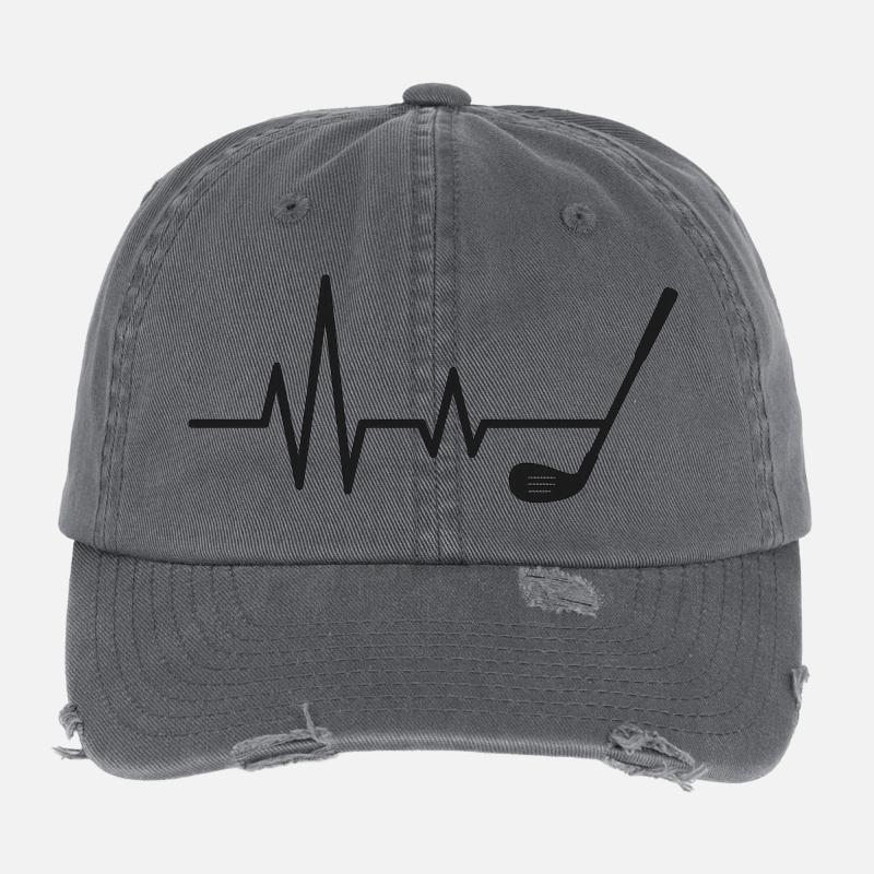 Conception de motif de golf Heartbeat Casquette vintage effet usé Flexfit