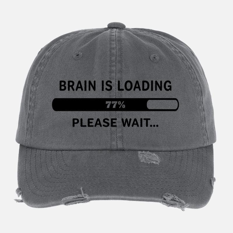 Brain Is Loading Please Wait Lustiger Spruch Flexfit Vintage Destroyed Cap