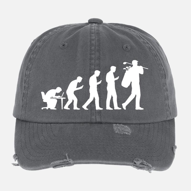 Evolution Golf Lustiges Geschenk für Golfer Männer Flexfit Vintage Destroyed Cap