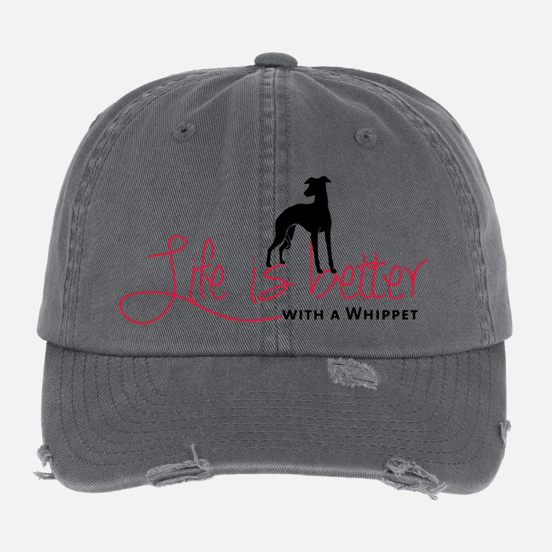 Life is better - Whippet Flexfit Vintage Destroyed Cap