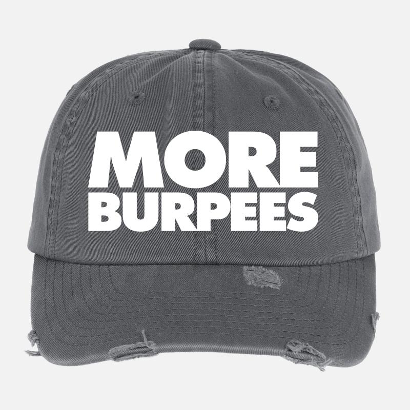 More burpees - Flexfit Vintage Destroyed Cap - dark grey
