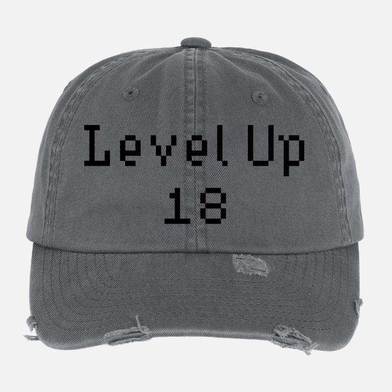 Level Up - 18. Geburtstag Flexfit Vintage Destroyed Cap