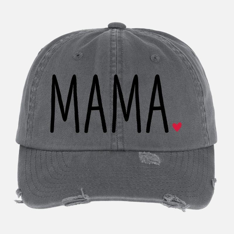 Mama Herz - Geschenk Muttertag Kind Liebe - Flexfit Vintage Destroyed Cap - Dunkelgrau