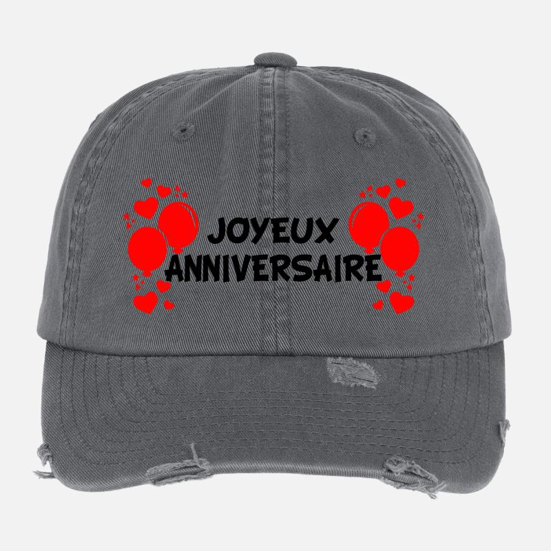 Joyeux Anniversaire Casquette vintage effet usé Flexfit