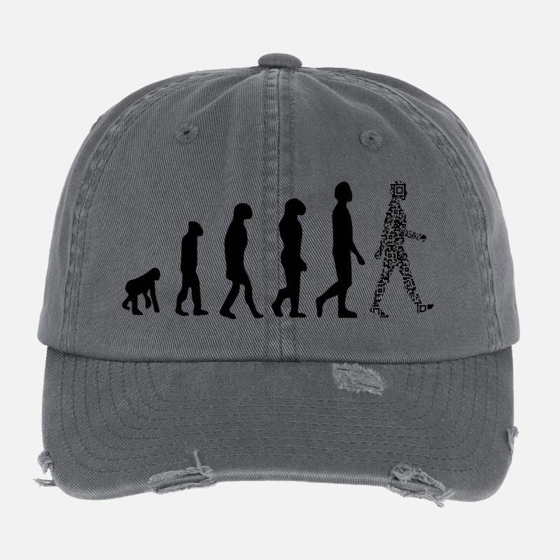 Evolution QR code - Humor health pass Flexfit Vintage Destroyed Cap