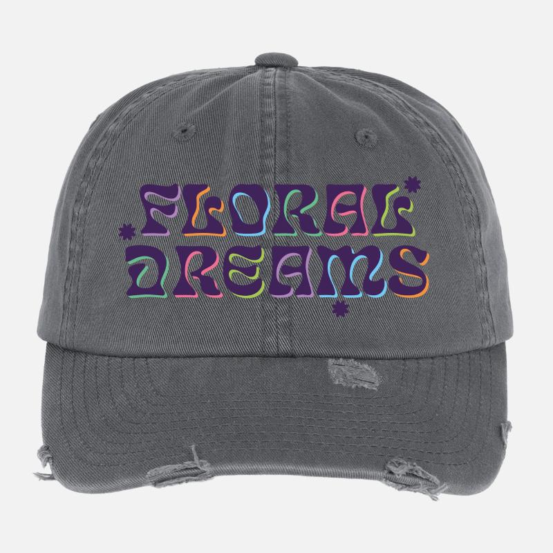 Floral Dreams Psychedelic Type Flexfit Vintage Destroyed Cap