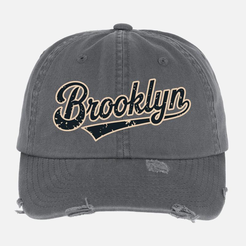 Brooklyn Vintage Script Logo Flexfit Vintage Destroyed Cap