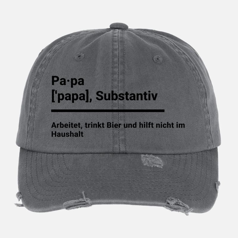 Papa Geschenk Elternzeit witzig duden - Flexfit Vintage Destroyed Cap - Dunkelgrau