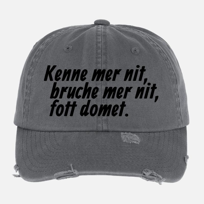 Kenne mer nit, bruche mer nit, fott domet - Kölsch Flexfit Vintage Destroyed Cap