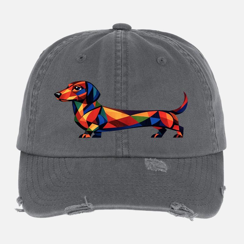 Teckel géométrique Casquette vintage effet usé Flexfit