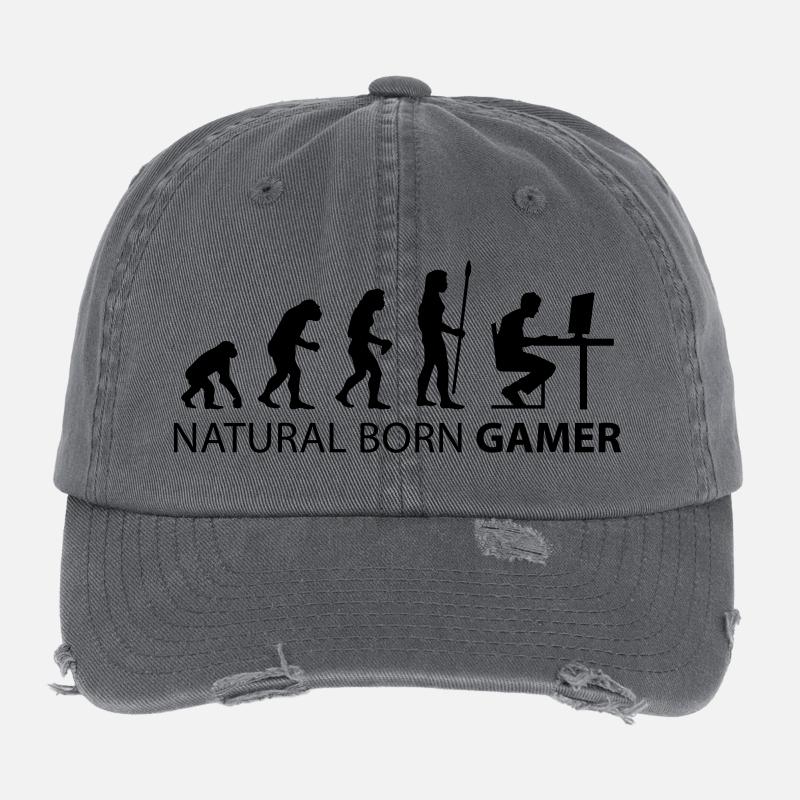evolution natural born gamer Flexfit Vintage Destroyed Cap