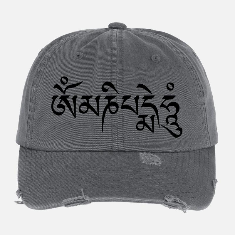 om_mani_padme_hum Flexfit Vintage Destroyed Cap