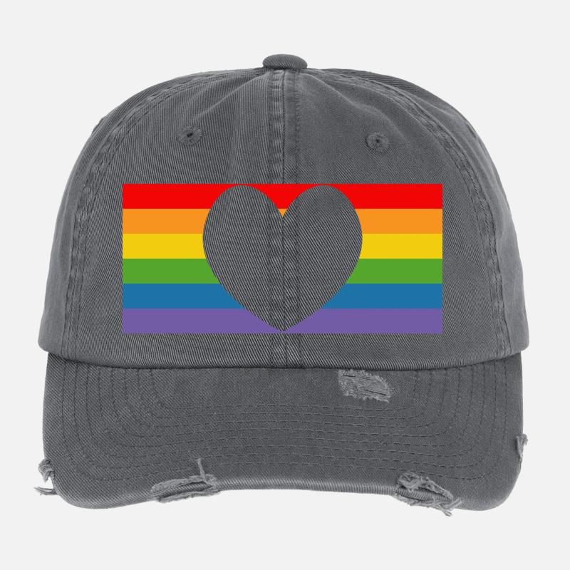 pride rainbow flag Flexfit Vintage Destroyed Cap