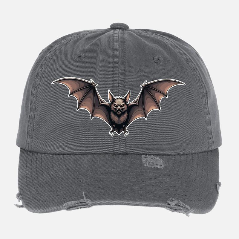 Bat Night Flight Emblem Flexfit Vintage Destroyed Cap