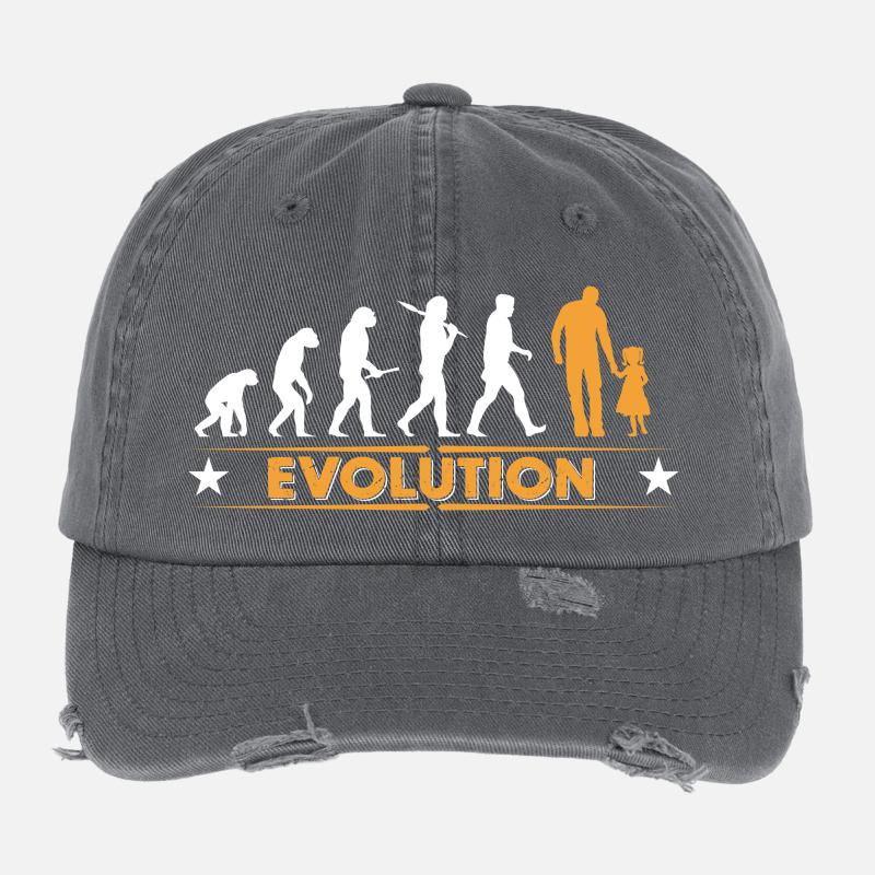 Vater und Tochter - Evolution - orange/weiss Flexfit Vintage Destroyed Cap