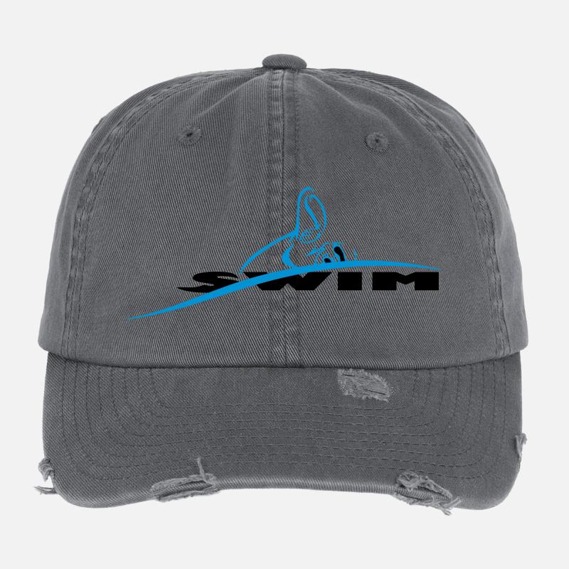 Logo natation nageur stylisé Casquette vintage effet usé Flexfit