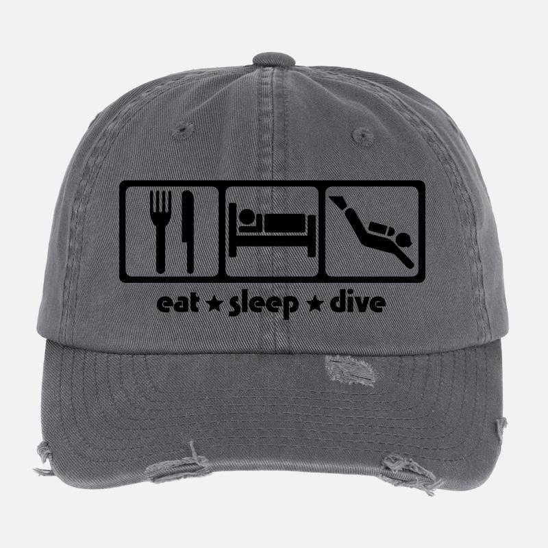 Eat Sleep Dive Flexfit Vintage Destroyed Cap