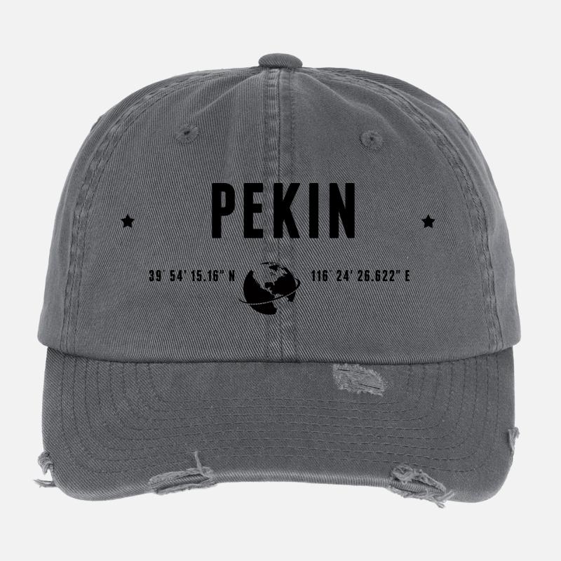 Pékin Coordonnées Géographiques Stylisées Casquette vintage effet usé Flexfit
