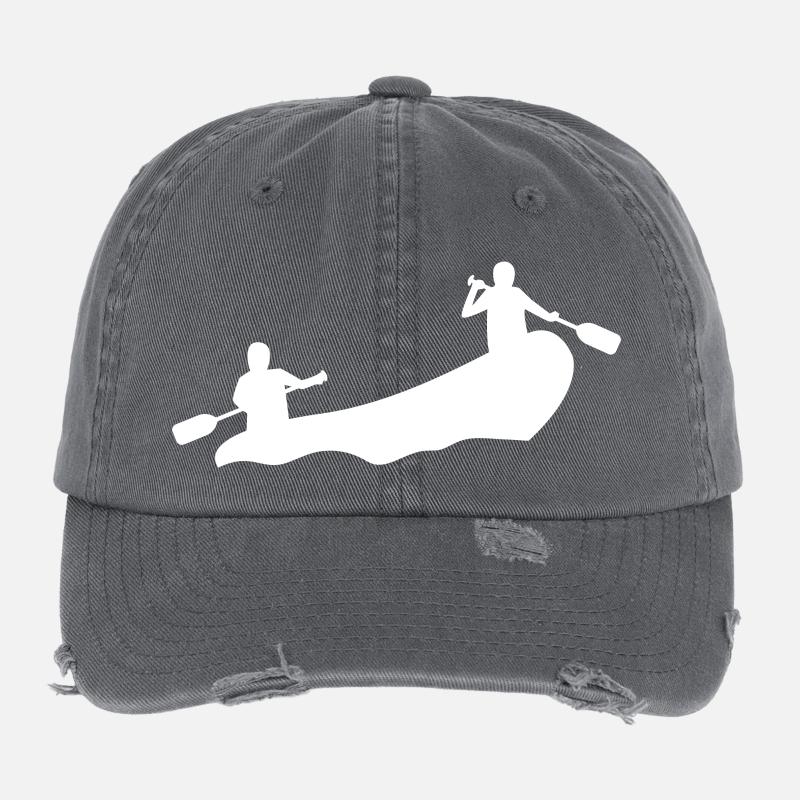 Rafting Silhouette Wildwasser Schlauchboot Fluss Flexfit Vintage Destroyed Cap