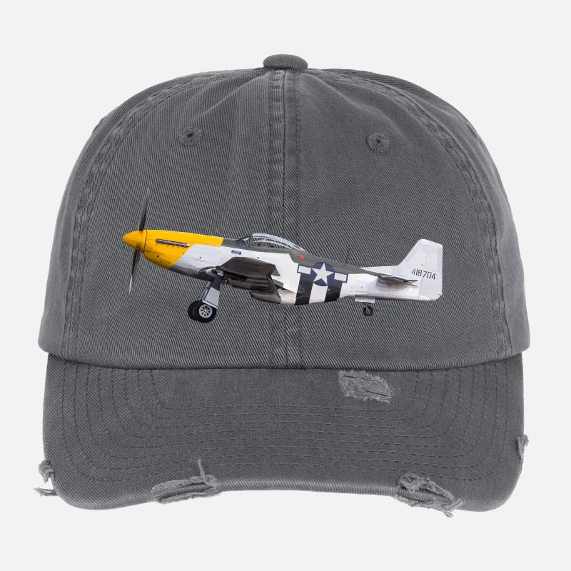 P-51 - Flexfit Vintage Destroyed Cap - Dunkelgrau
