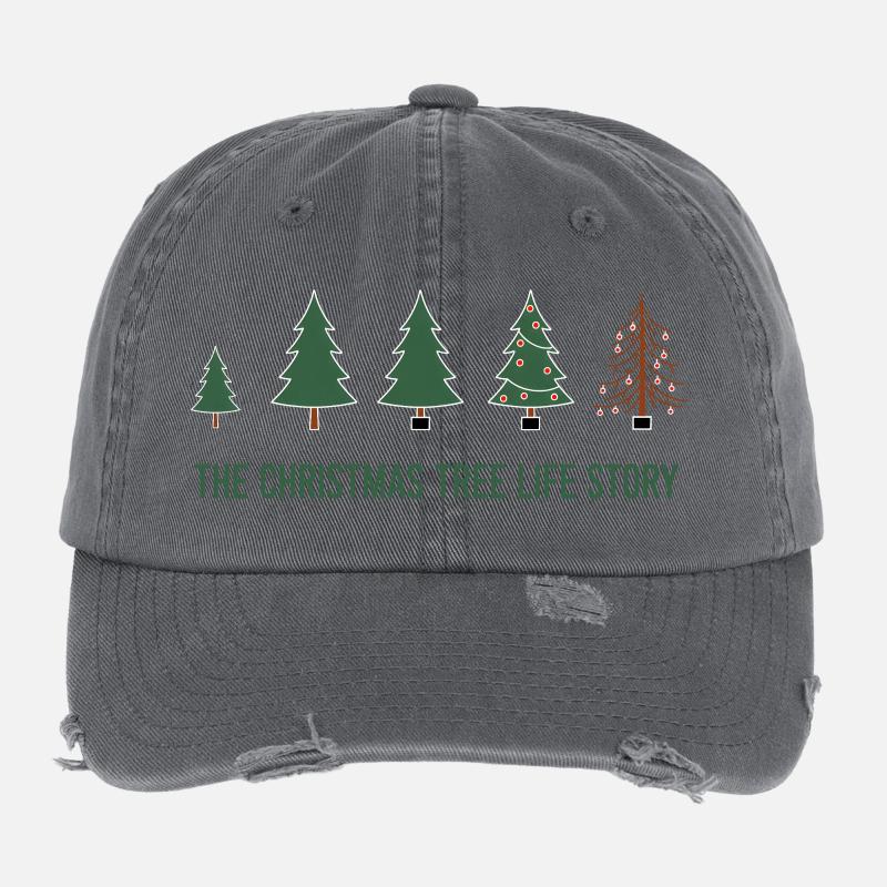 Évolution de l’arbre de Noël - Conception amusante de Noël - Casquette vintage effet usé Flexfit - charbon