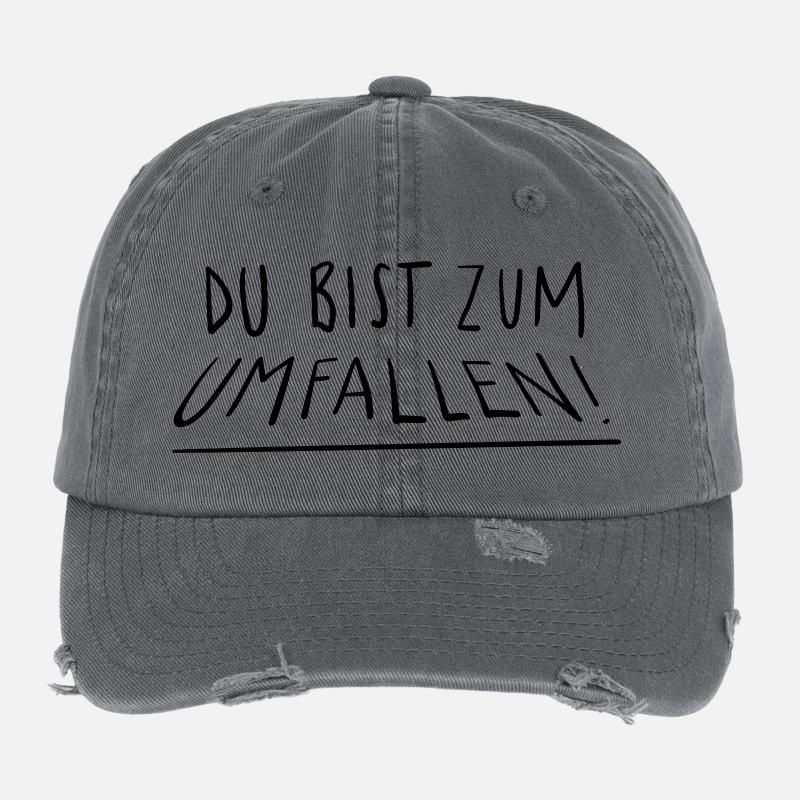 Du bist zum Umfallen Flexfit Vintage Destroyed Cap