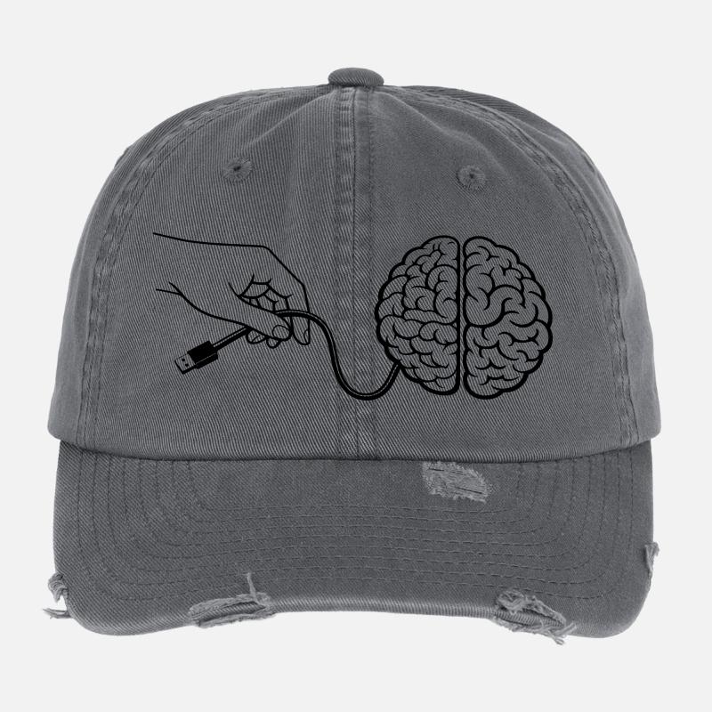 Connecteur de câble Brain Head Intelligence Intelligence artificielle Casquette vintage effet usé Flexfit
