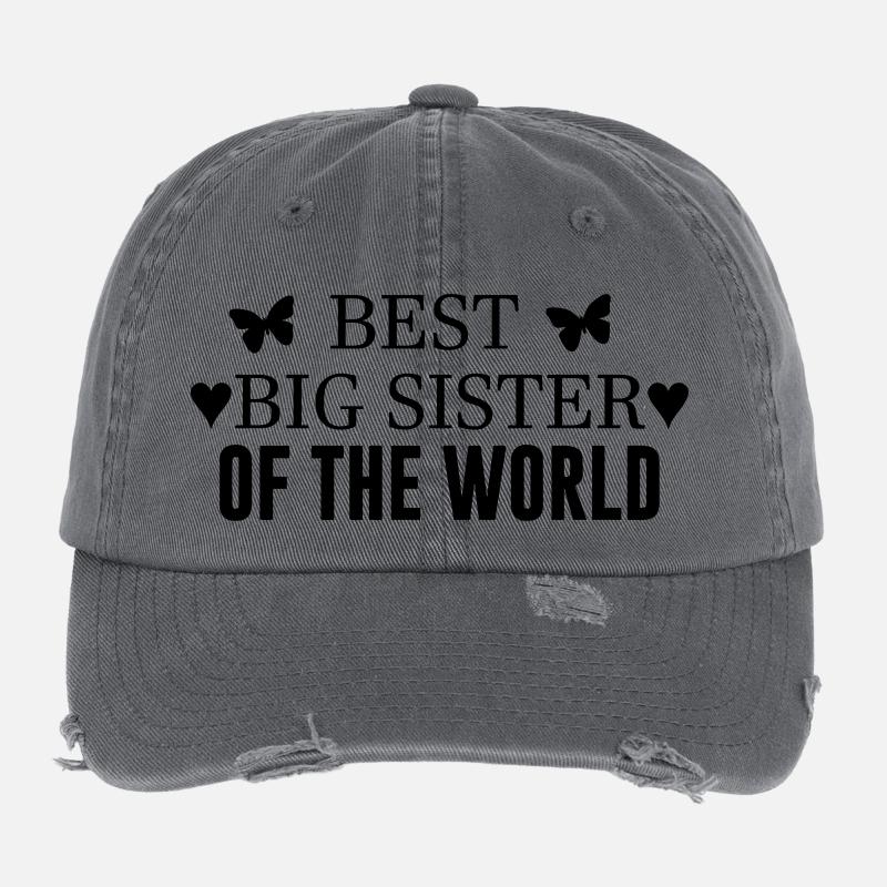 Beste Schwester - Flexfit Vintage Destroyed Cap - Dunkelgrau