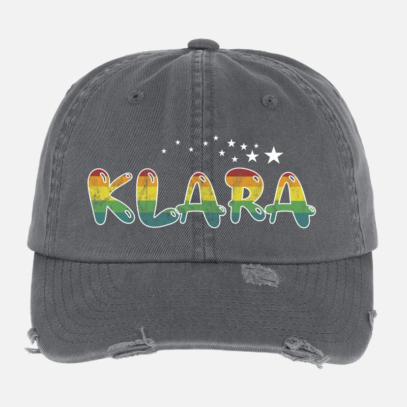 First name Klara maiden name Name gift colorful Flexfit Vintage Destroyed Cap
