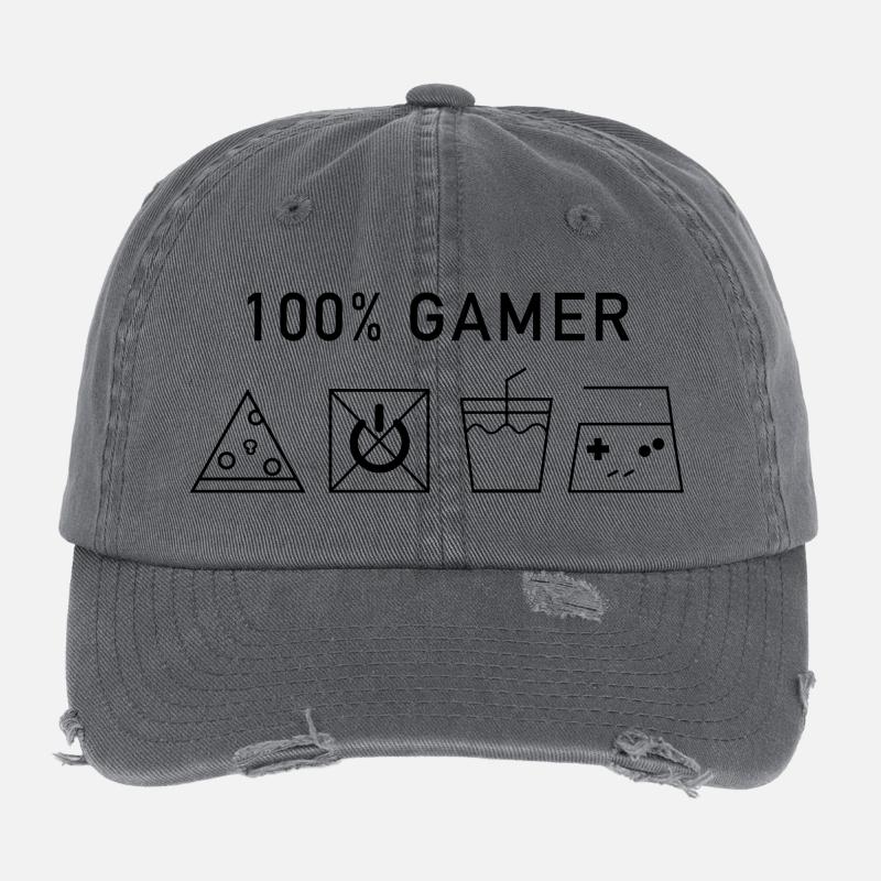100 Gamer Version Noire Casquette vintage effet usé Flexfit