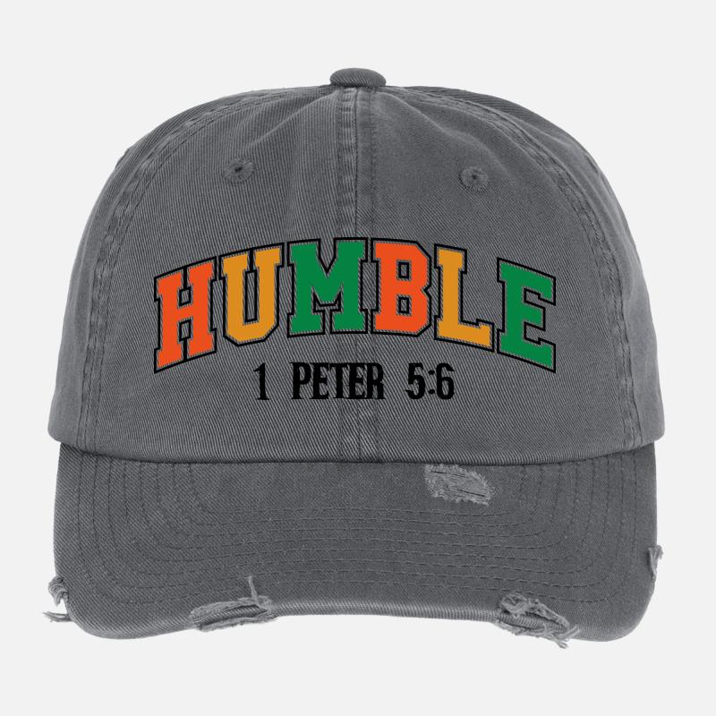 Humble Curved Rainbow Text Flexfit Vintage Destroyed Cap