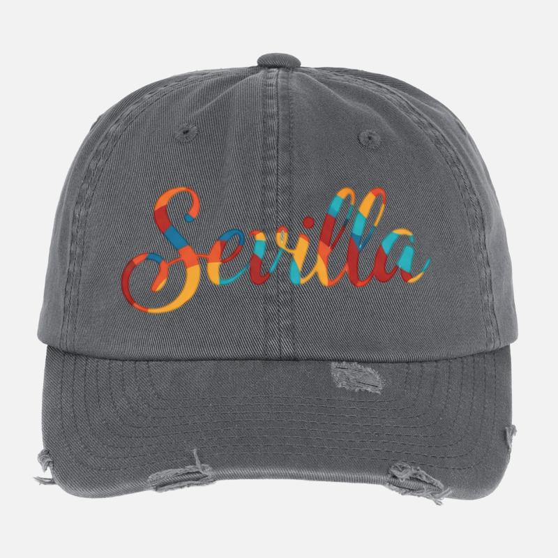 Seville Rainbow Script Flexfit Vintage Destroyed Cap