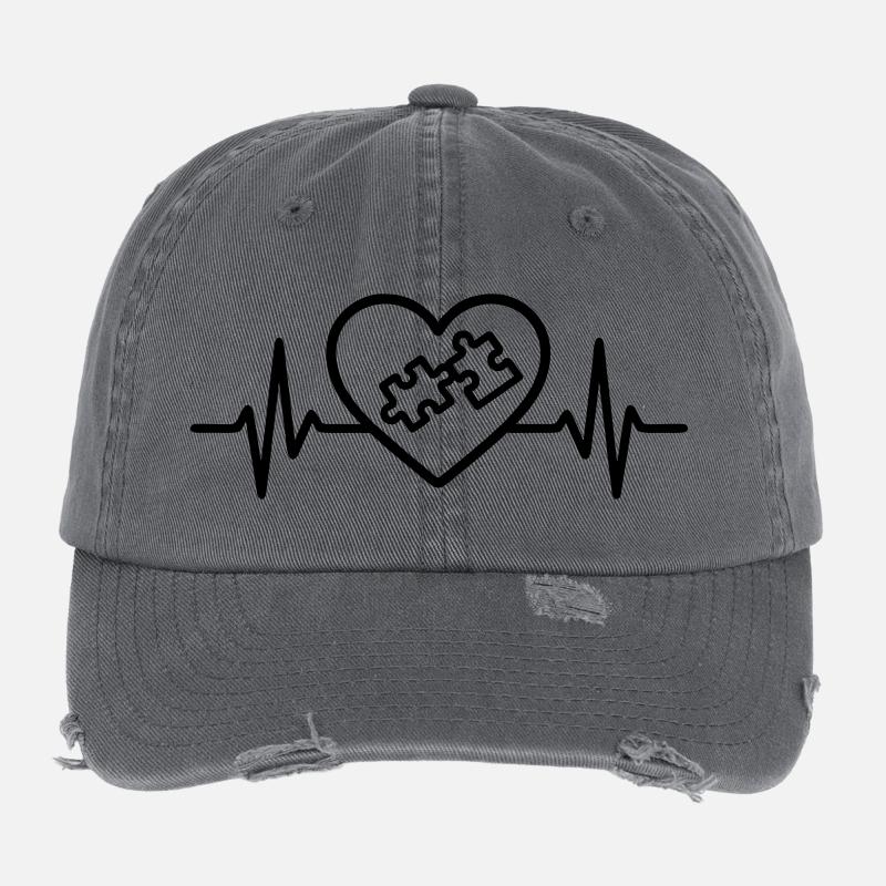 Heart Puzzle – Love for Logic Games Flexfit Vintage Destroyed Cap