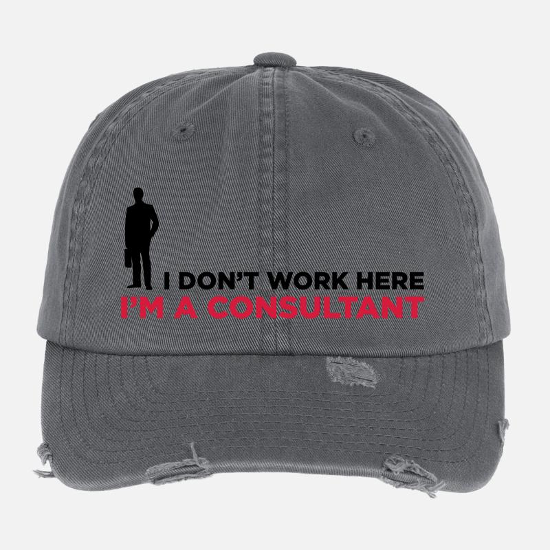 I do not work. I am a business consultant. Flexfit Vintage Destroyed Cap