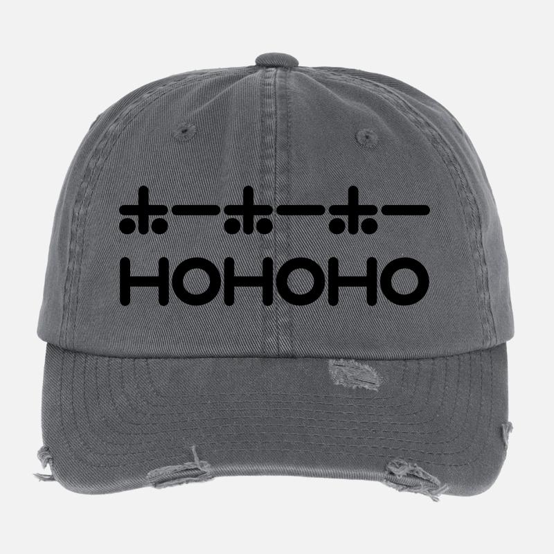 HoHoHo + Texte japonais - Noir Casquette vintage effet usé Flexfit