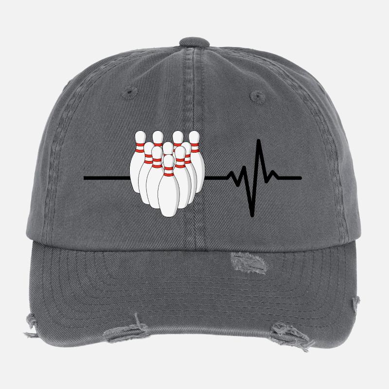 Bowling is my life, heartbeat, strike Flexfit Vintage Destroyed Cap