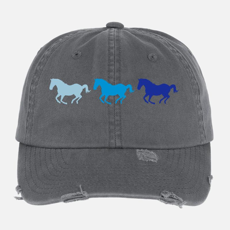 Three horses at gallop Flexfit Vintage Destroyed Cap