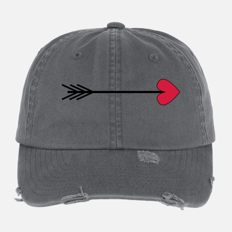 Flèche Coeur Flèche Saint-Valentin amour idée cadeau jour Casquette vintage effet usé Flexfit