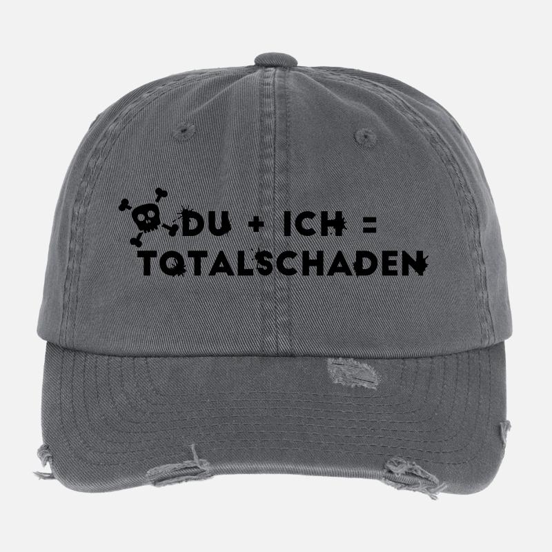 DU + ICH = Totalschaden Flexfit Vintage Destroyed Cap