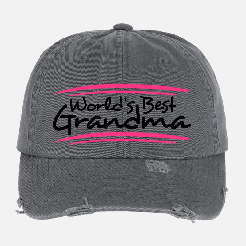 Worlds Best Grandma Flexfit Vintage Destroyed Cap