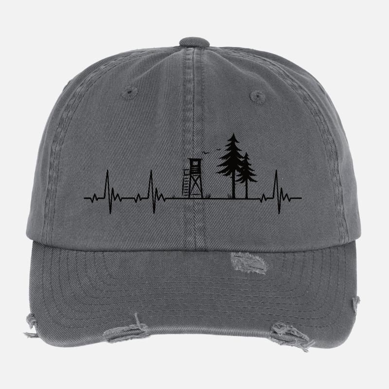 Battement de cœur de chasseur avec siège haut dans la forêt Casquette vintage effet usé Flexfit