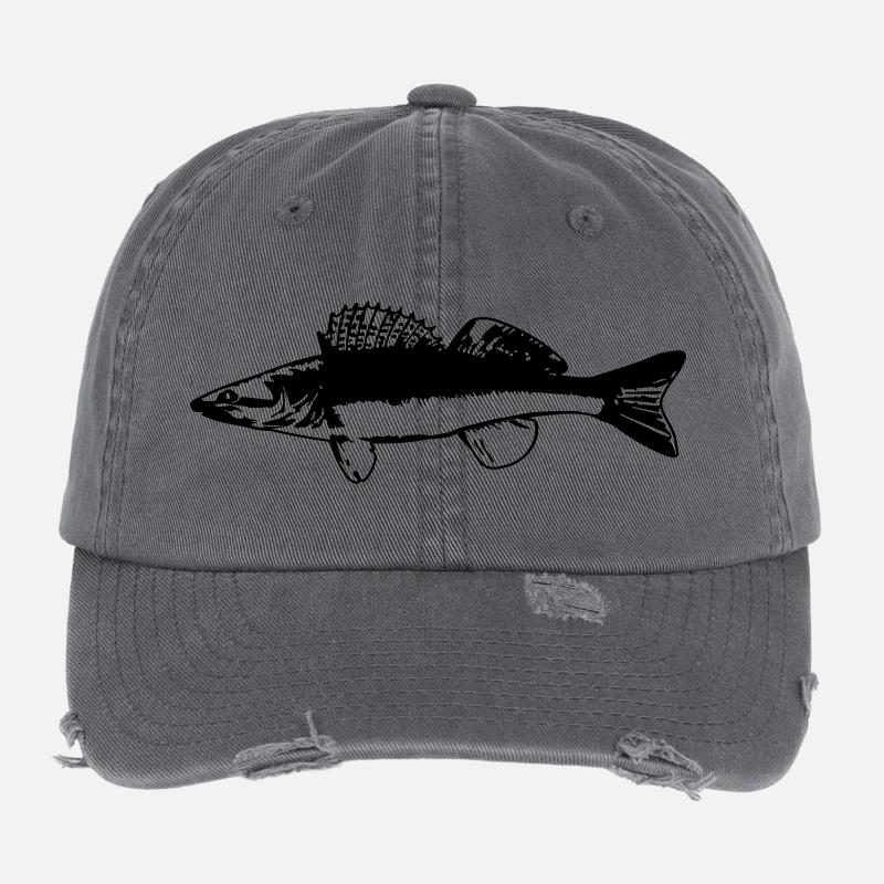 Fisch im Wasser Design auf Blau Flexfit Vintage Destroyed Cap