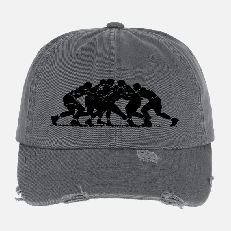 Rugby Scrum Silhouette Flexfit Vintage Destroyed Cap