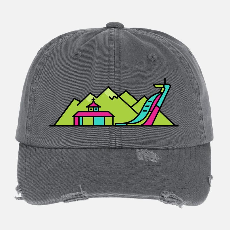 Innsbrucker Stadtsilhuett Goldenes Dach Moderne Kunst Flexfit Vintage Destroyed Cap