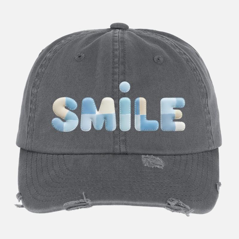 Stitch Patch Smile Schriftzug Flexfit Vintage Destroyed Cap